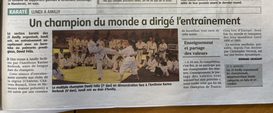 Stage avec David Felix Champion du Monde le 24/11/2025